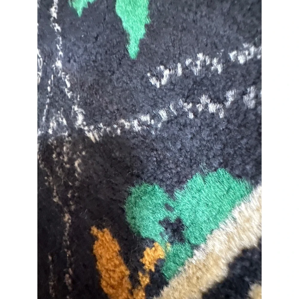 Vintage Velvet Deer Tapestry Forest Stag Wall Hanging Rug Morocco 5'9